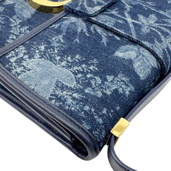 Christian Dior  Montaigne 30 Flowers Print Denim Shoulder Bag Blue - Picture 7 of 13